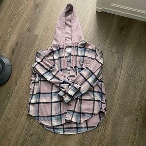 American Eagle hooded flannel shirt size M